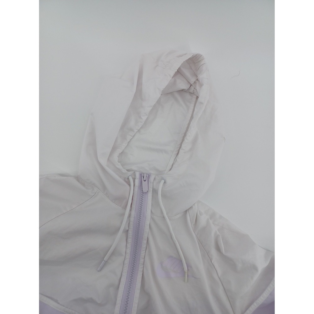 Nike Vintage Womens Small White/Purple Full Zip Hooded Windbreaker Jacket